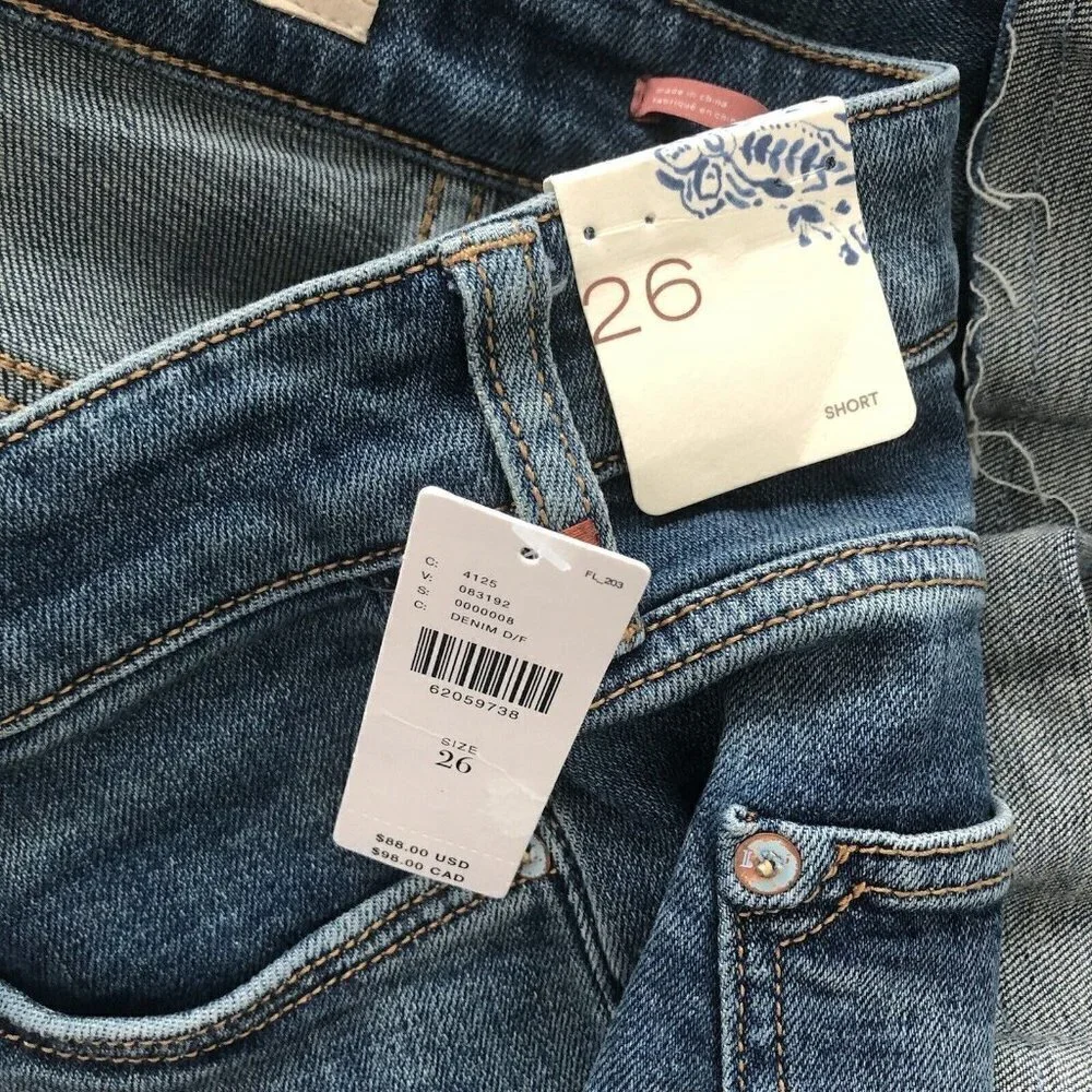 NWT Anthropologie Slim Denim Shorts 26 Blue Cut Off Jean - Picture 4 of 5